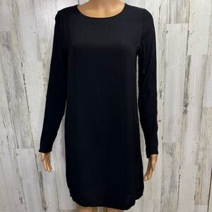 Everly Black Crepe Long Sleeve Dress